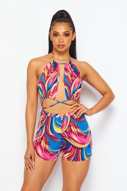 Vibrant Swirl Romper