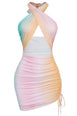 Color Burst Twist Tie Dress