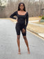 Ribbed Long Sleeve Romper | Black